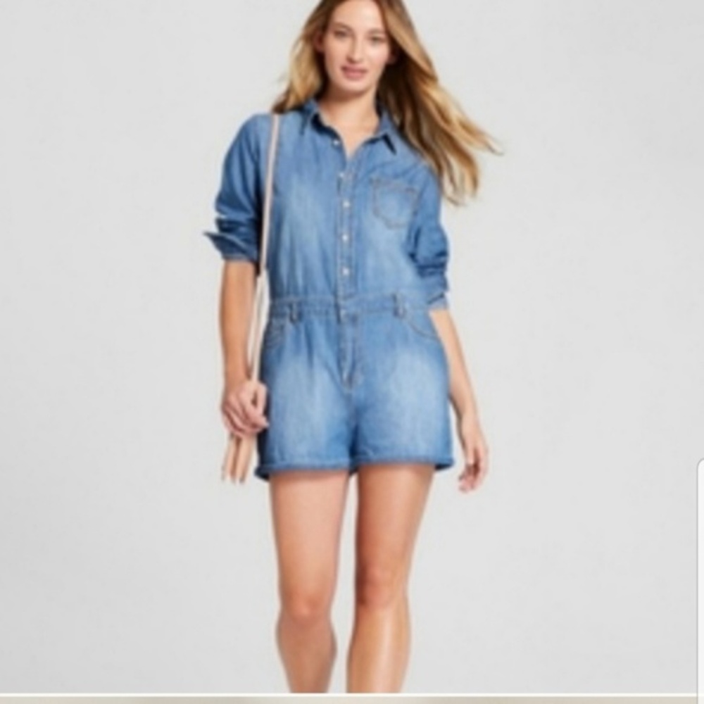 Long sleeve jean romper size‎ 10